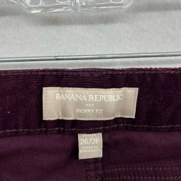 Banana Republic Corduroy Jeans Womens Sz 26P Purple Skinny Fit Low-Rise Stretch - Picture 11 of 12